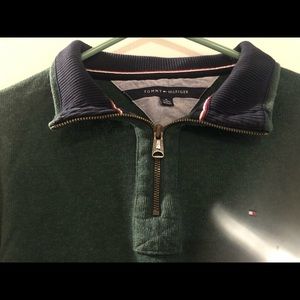 Green Tommy Hilfiger Quarter Zip Sweater